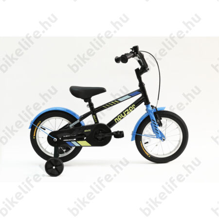 Neuzer BMX 14"-os fiú gyerekkerékpár, kontrafékes, sárvédővel, fekete-sárga/kék
