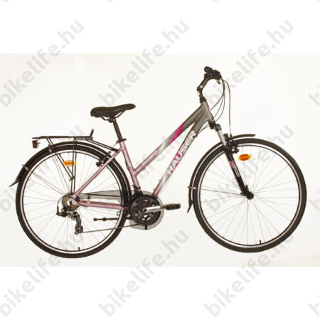 Hauser Voyager női trekking kerékpár, aluvázas, EF51/TX50 váltórendszerrel, mattszürke/rózsaszín