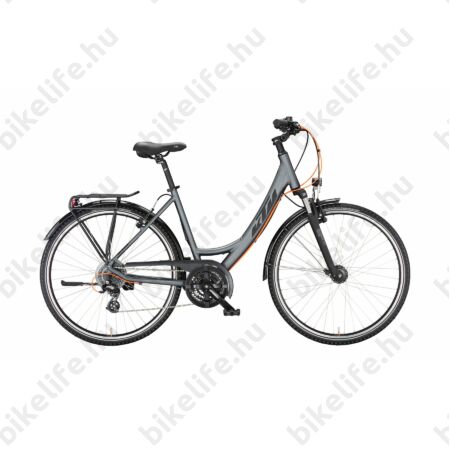 KTM Life Joy női trekking kerékpár 24 fokozatú Shimano Altus váltó, komfort vázas, acélszürke (fekete) 46cm