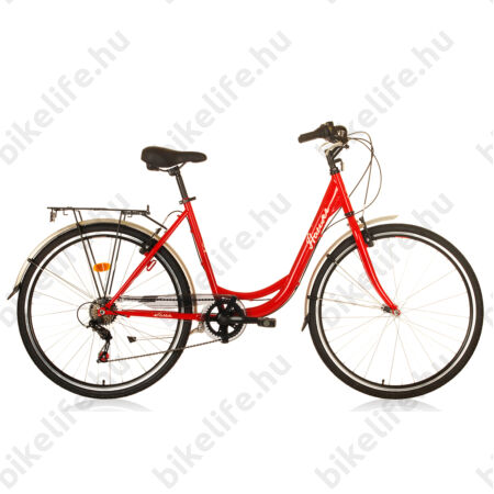 Hauser Swan 28"-os városi kerékpár, 6 sebességes, duplafalú abroncs, piros