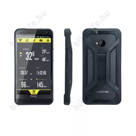 Topeak Ride Case mobiltelefontartó, HTC ONE-hoz, dönthető, karbon hátlappal, lézergravirozott logó