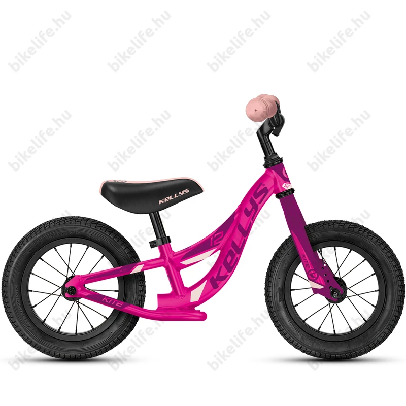 Kellys KITE futóbicikli alu váz, csapágyazott fém kerekű, tömlős, fék nélküli, pink purple