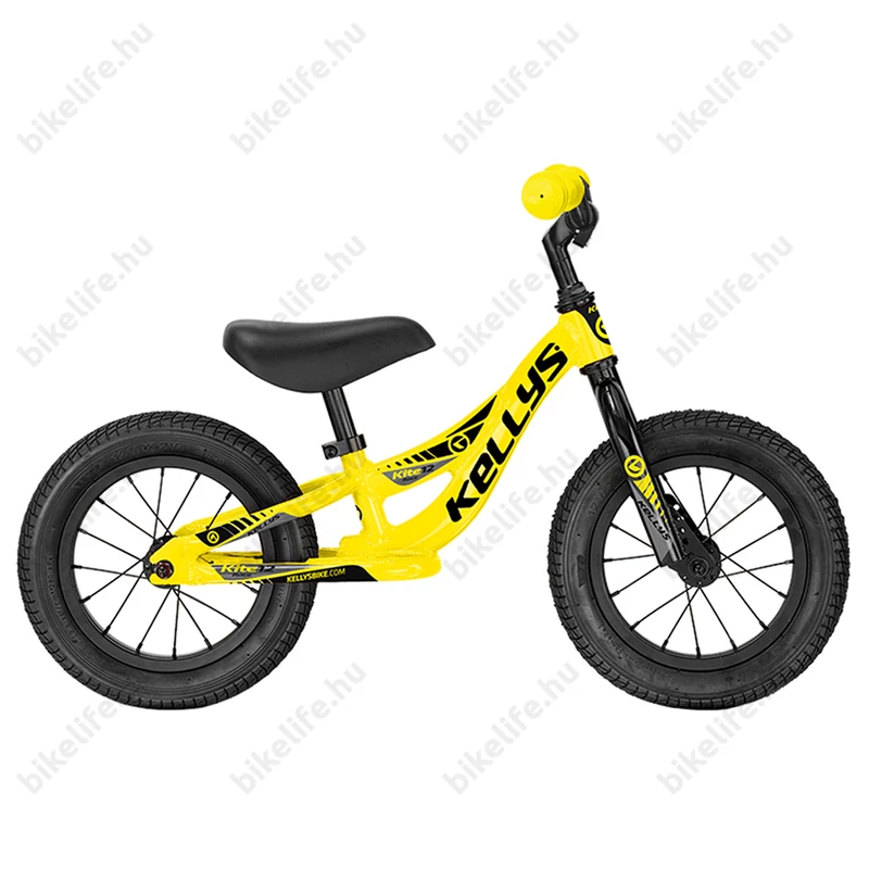 Kellys KITE futóbicikli alu váz, csapágyazott fém kerekű, tömlős, fék nélküli, sárga