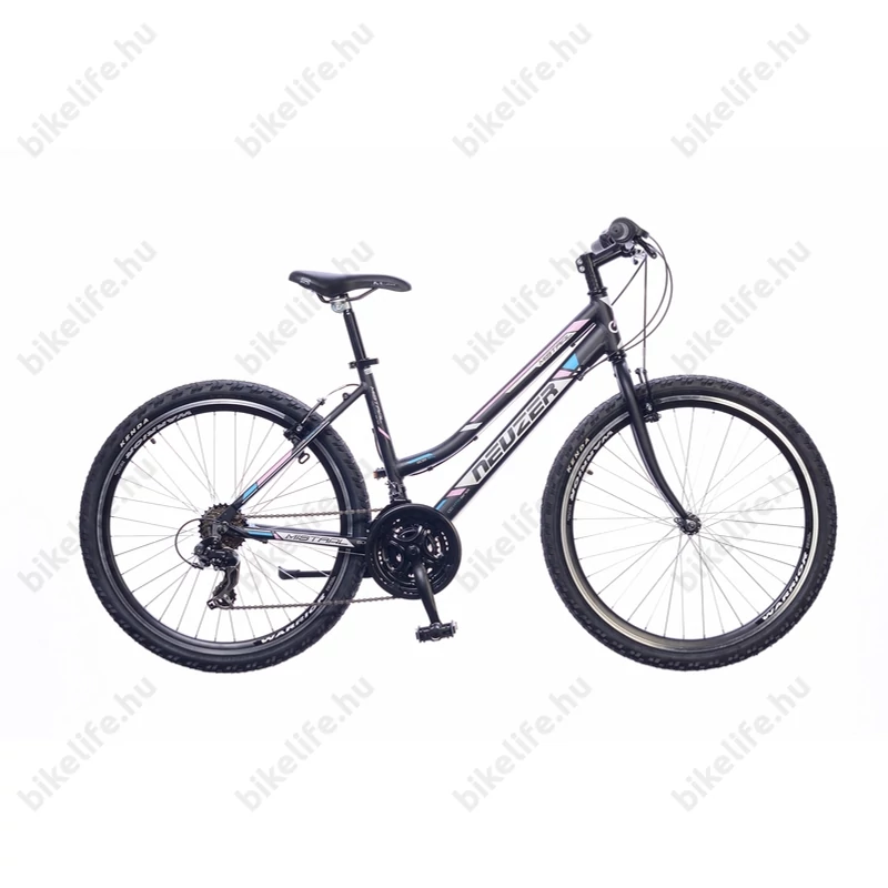 Neuzer Mistral 30 női aluvázas 26-os MTB kerékpár, teleszkóp, 21 sebességes matt fekete/fehér-rózsaszín 19