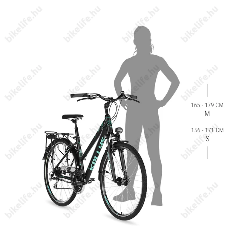 Kellys Cristy 50 Black/Aqua női trekking kerékpár 24 fokozatú Shimano Acera váltó, V-fék M/19