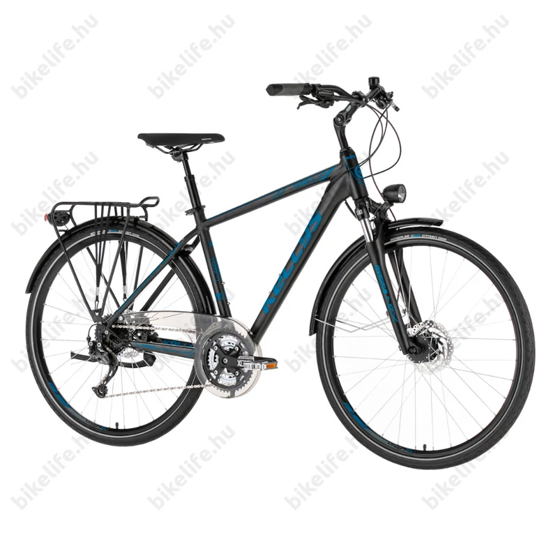 Kellys Carson 70 Black/Blue férfi trekking kerékpár 27 fokozatú Shim. Alivio váltó, Shim. Disc S/17
