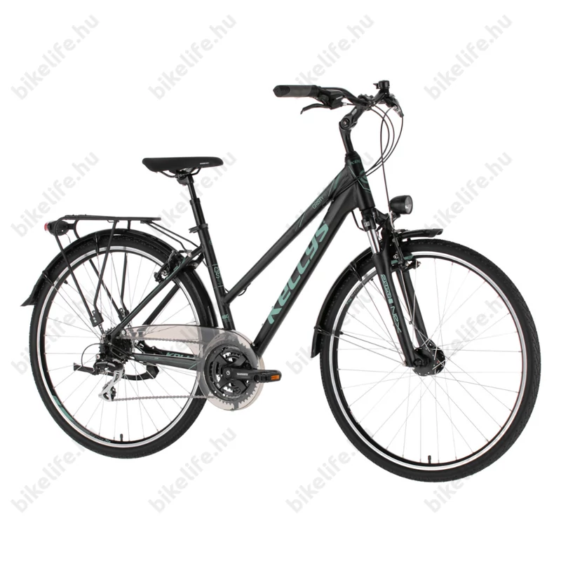 Kellys Cristy 50 Black/Aqua női trekking kerékpár 24 fokozatú Shimano Acera váltó, V-fék M/19