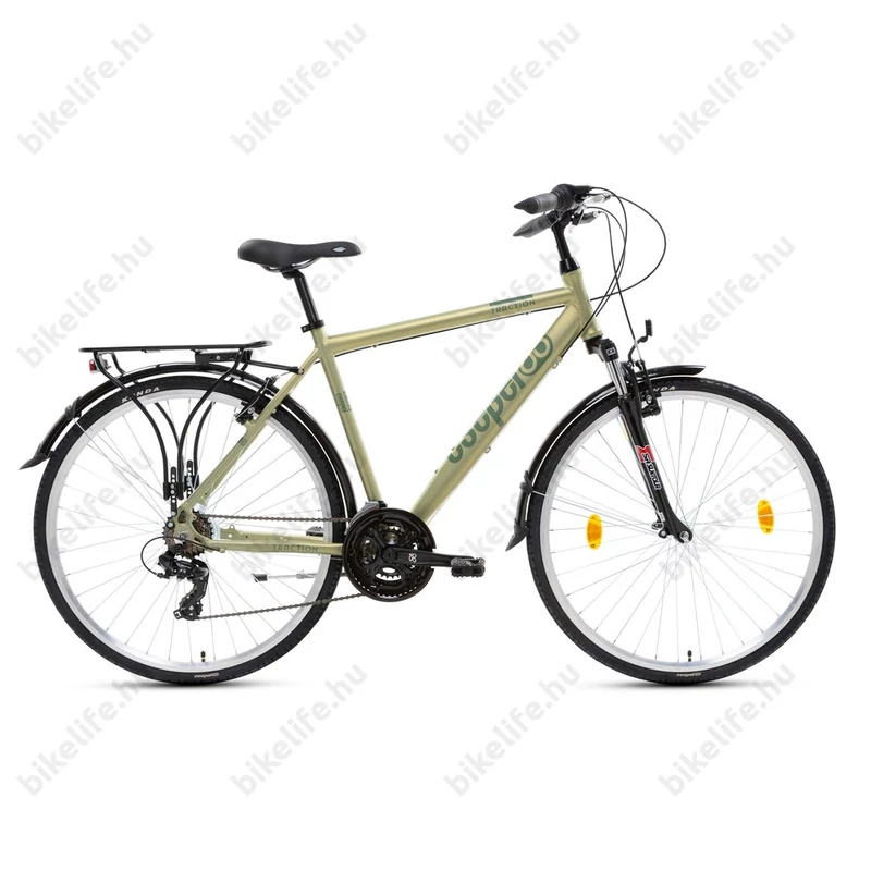 Csepel Traction 100 férfi trekking kerékpár, alumínium váz, 21 fokozat, khaki, 19