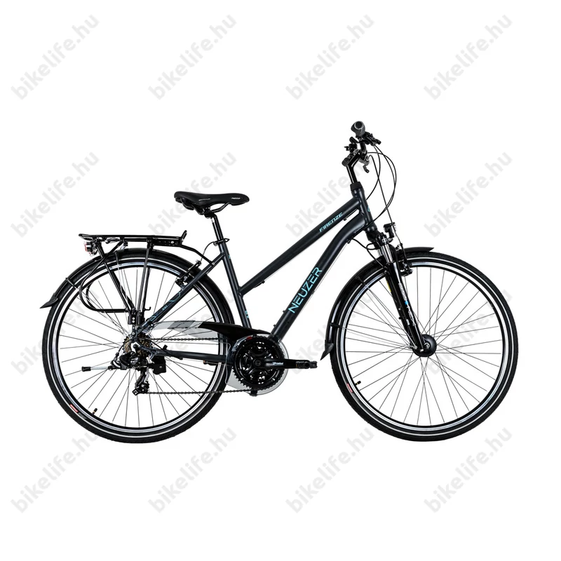 Neuzer Firenze 100 női alu vázas trekking kerékpár, agydinamós, teleszkópos antracit/ neoon türkiz 19