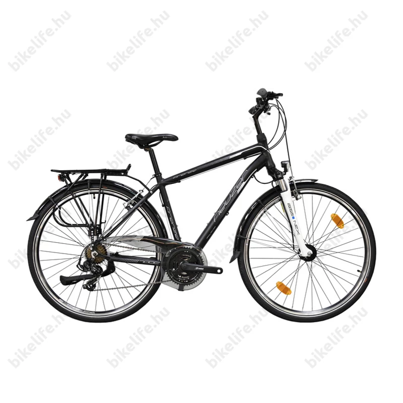 Neuzer Firenze 100 férfi alu vázas trekking kerékpár, agydinamós, teleszkópos fekete/fehér-szürke matt 23