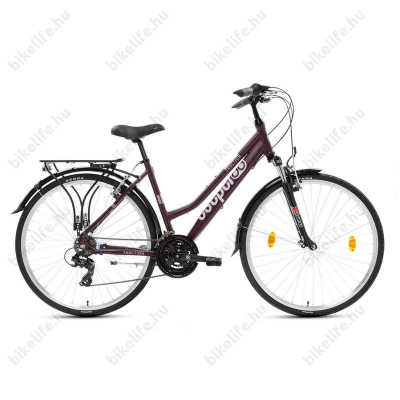 Csepel Traction 100 női trekking kerékpár, alumínium váz, 21 fokozatú, padlizsán, 17