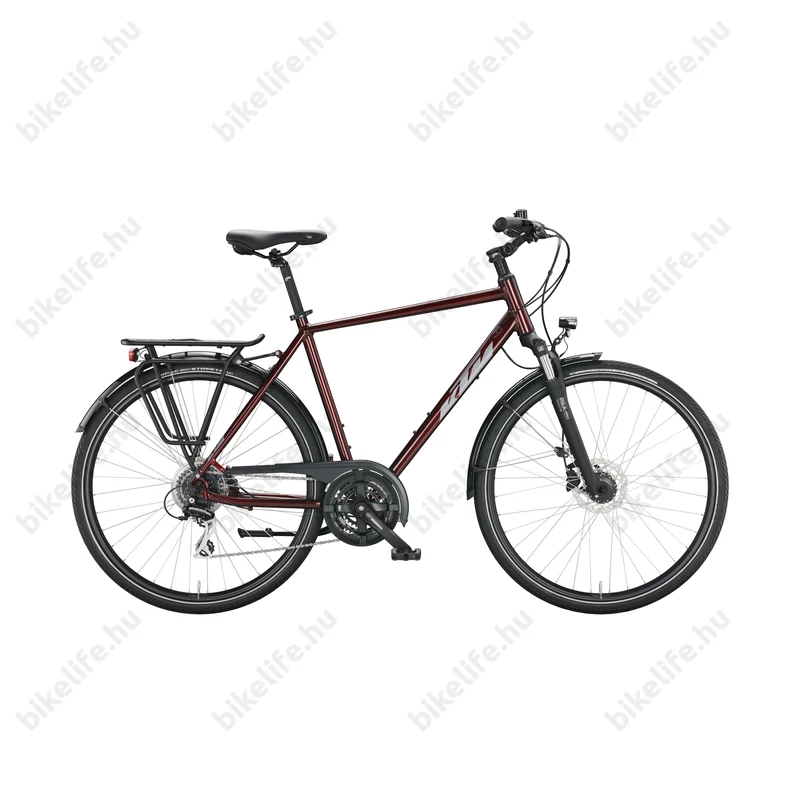 KTM Life Ride férfi trekking kerékpár 24 fokozatú Acera váltó, tárcsafék, nightred (dark silver) 60cm