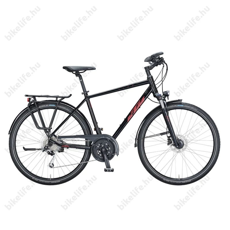 KTM Life Space férfi trekking kerékpár 27 fokozatú Deore XT váltó, tárcsafék, metál fekete 46cm