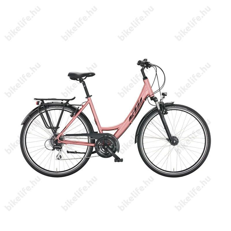 KTM Life Joy női trekking kerékpár 24 fokozatú Shimano Altus váltó, monovázas, vintage rose 51cm