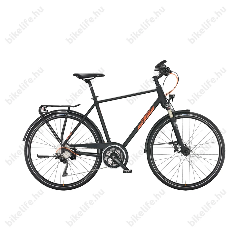KTM Life 1964 férfi trekking kerékpár, 30 fokozatú Deore XT váltó, tárcsafék, matt fekete 56cm