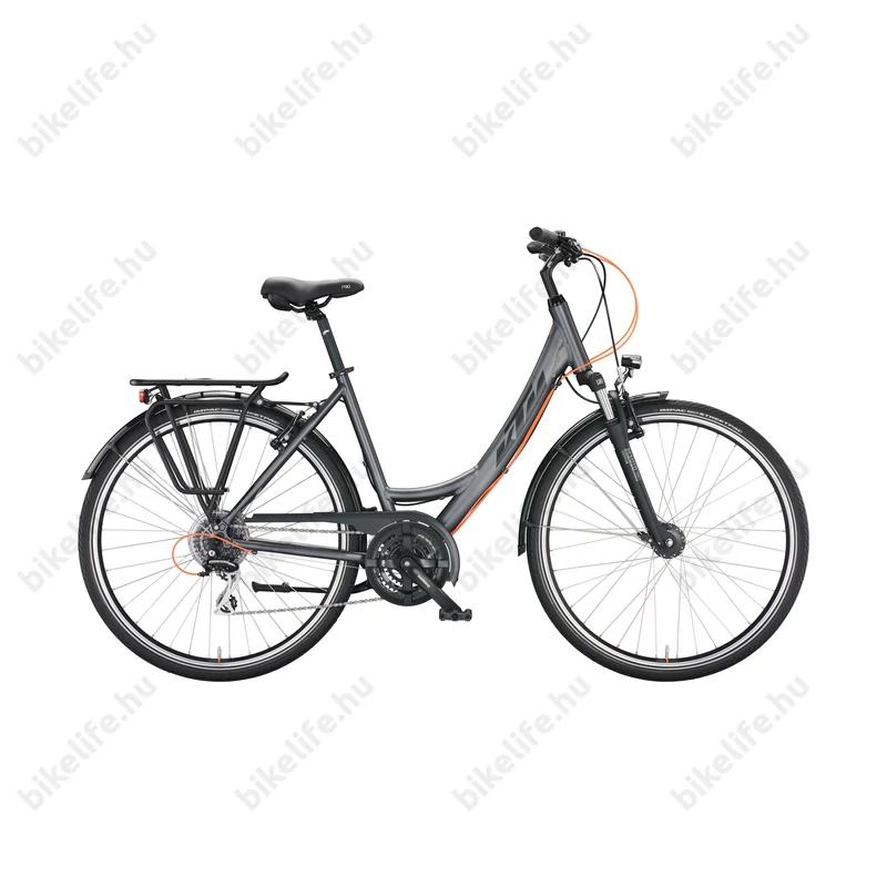 KTM Life Joy női trekking kerékpár 24 fokozatú Shimano Altus váltó, monovázas, acélszürke (fekete) 46cm