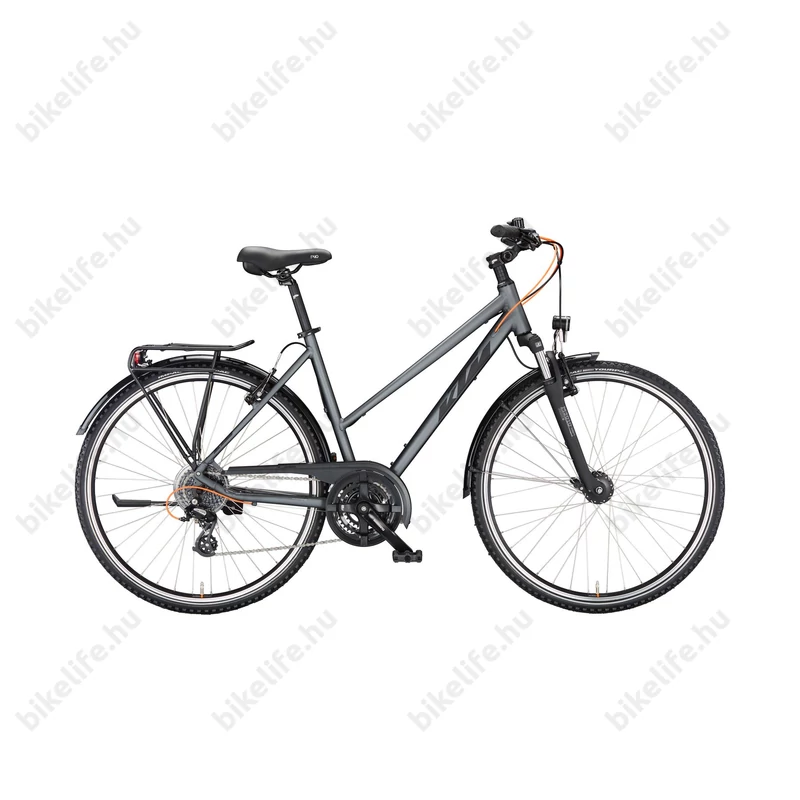 KTM Life Joy női trekking kerékpár 24 fokozatú Shimano Altus váltó duplacsöves acélszürke 51cm