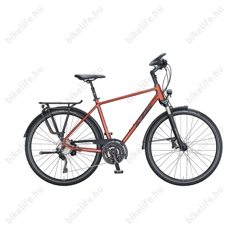 KTM Life Tour férfi trekking kerékpár, 30 fok. DeoreXT váltó, tárcsafék, matt vörösréz/fekete 51cm