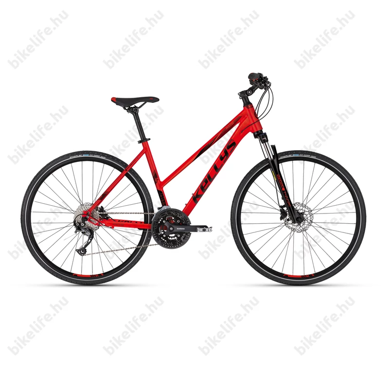 Kellys Pheebe 30 Dark Red női cross kerékpár 27 fokozatú Alivio váltó, Shimano hidraulikus tárcsafék, S/17