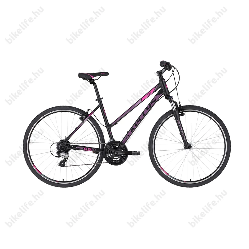 Kellys Clea 30 Black/Pink női cross kerékpár 24 fokozatú TX800 váltó, V-fék 17