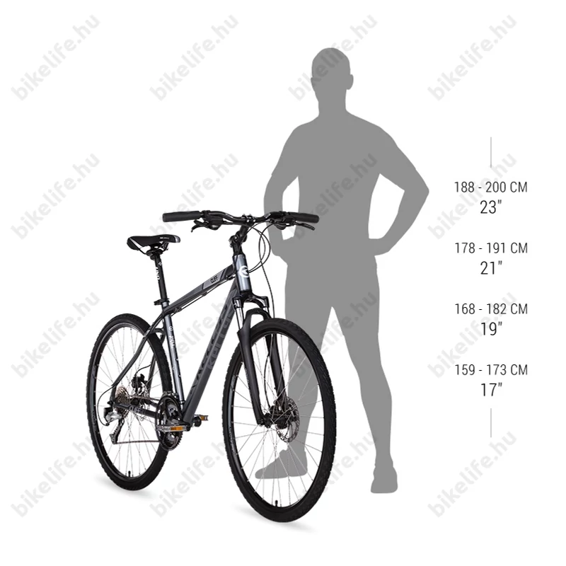 Kellys Cliff 30 Chrome Grey cross kerékpár 24 fokozatú EF500/TX800 váltó V-fék 21