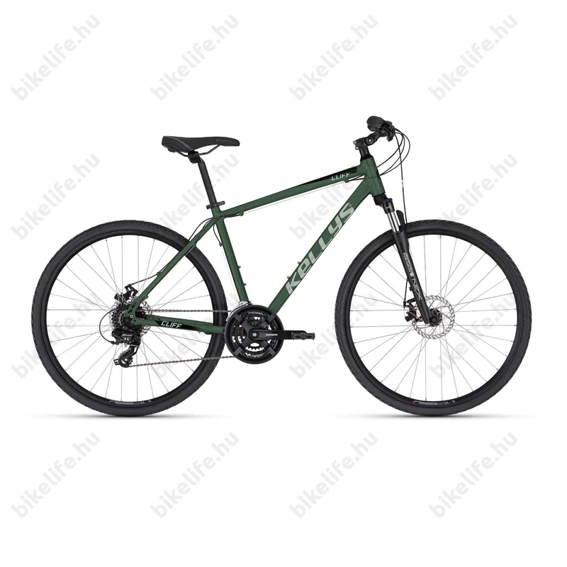 Kellys Cliff 70 Moss Green cross kerékpár 27 fokozatú Altus váltó, mechanikus tárcsafék, 21