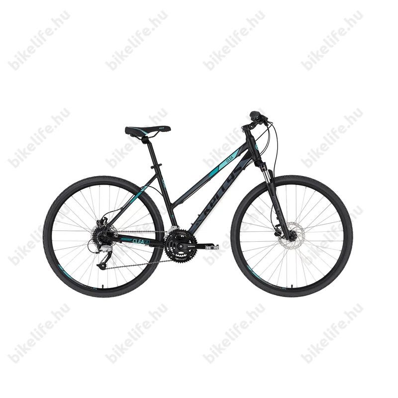 Kellys Clea 90 Black/Aqua női cross kerékpár 24 fokozatú Altus váltó, hidraulikus tárcsa, 19
