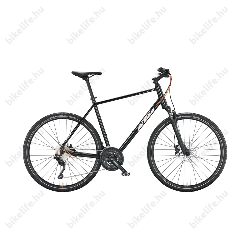 KTM X-Life Action férfi cross kerékpár 30 fokozatú Deore váltó, tárcsafék, levegős teleszkóp, fényes fekete 46cm