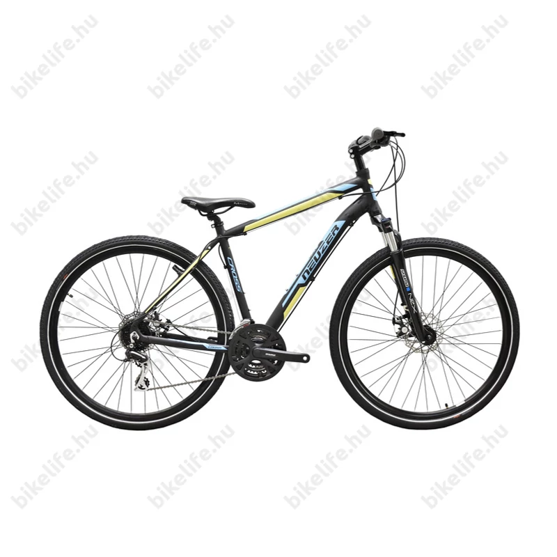 Neuzer X200 Disc ffi cross kerékpár 24sebességes Shimano váltó, fekete/kék-sárga 19