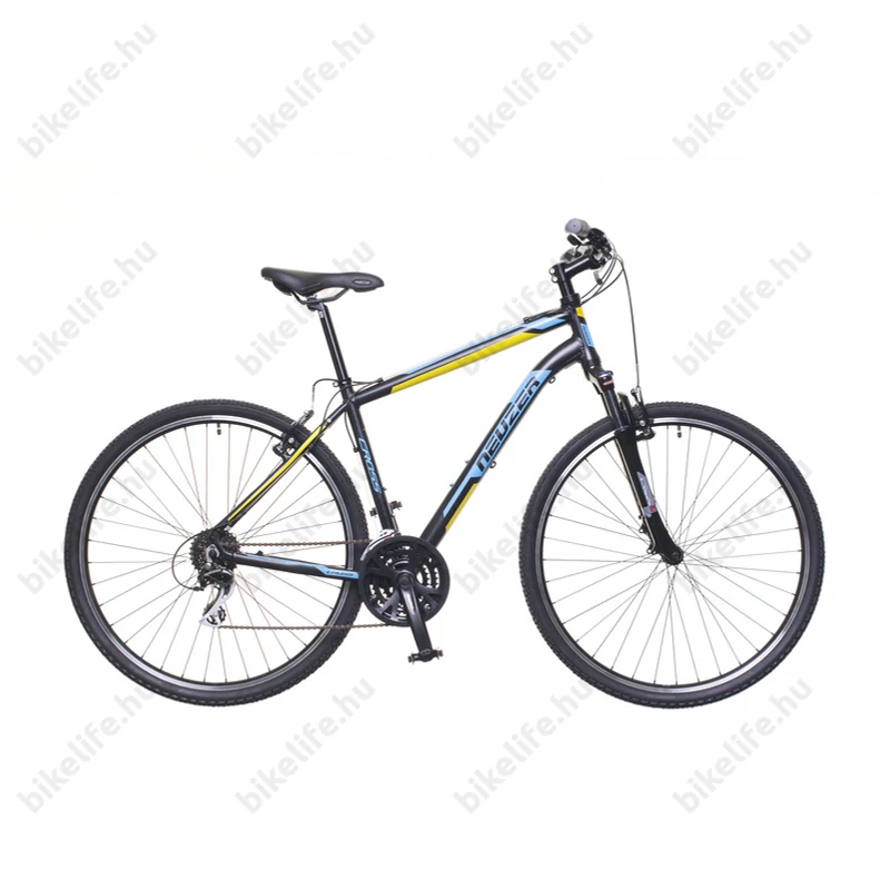 Neuzer X200 férfi cross kerékpár 24sebességes Shimano Acera váltó, fekete/kék-sárga 19