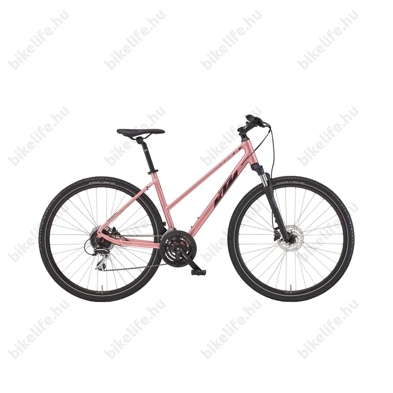KTM X-Life Track női cross kerékpár 24 fokozatú Acera váltó, hidraulikus tárcsafék, vintage rose 51cm