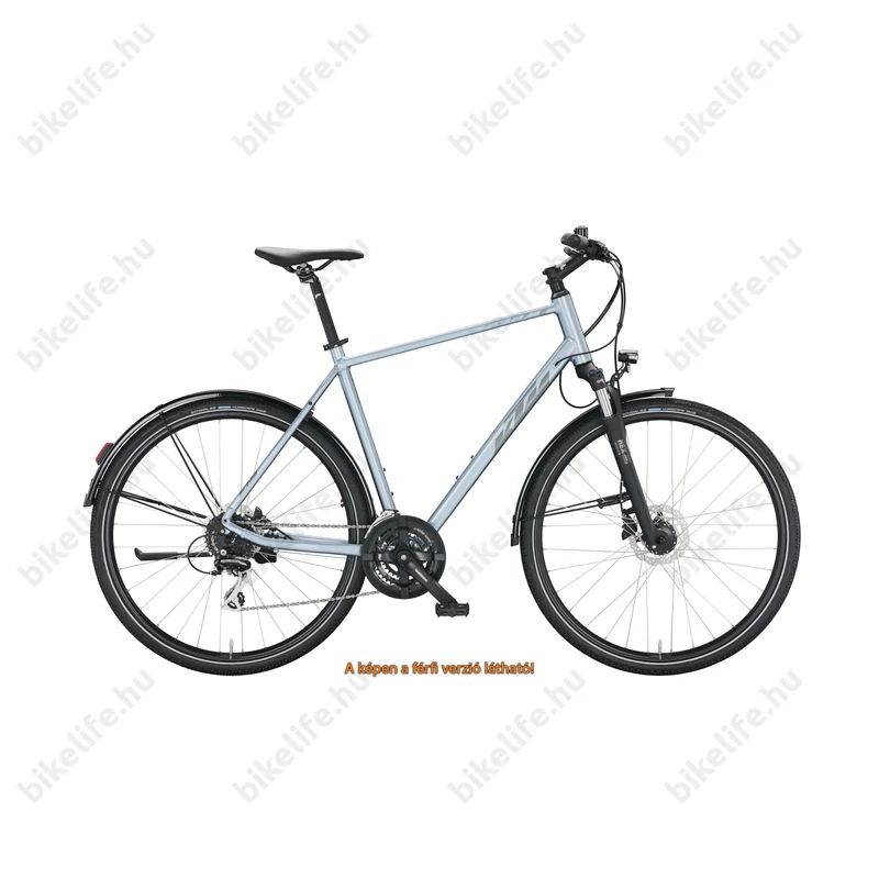 KTM X-Life Track Street női cross kerékpár 24 fokozatú Acera váltó, hidraulikus tárcsafék, ezüst (szürke) 43cm
