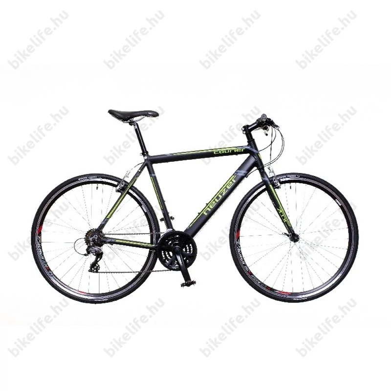 Neuzer Courier fitness kerékpár 21 fokozatú Shimano Acera váltórendszer, matt fekete/zöld-szürke 54cm