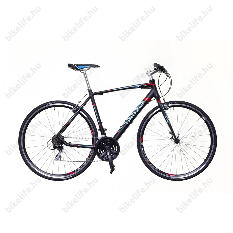 Neuzer Courier fitness kerékpár 21 fokozatú Shimano Acera váltórendszer, fekete/türkiz/piros 53cm