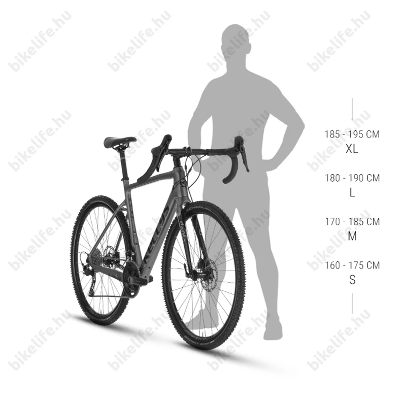 Kellys SOOT 30 országúti gravel kerékpár 16 fokozatú Shimano Claris váltó, mechanikus tárcsafék L
