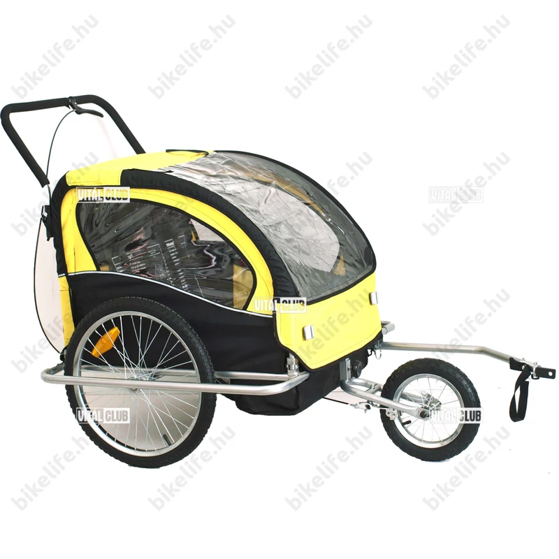 Gyermekutánfutó 2 gyermek szállítására (összsúly: max.40kg) könnyedén le/felszerelhető jogging szett, sárga