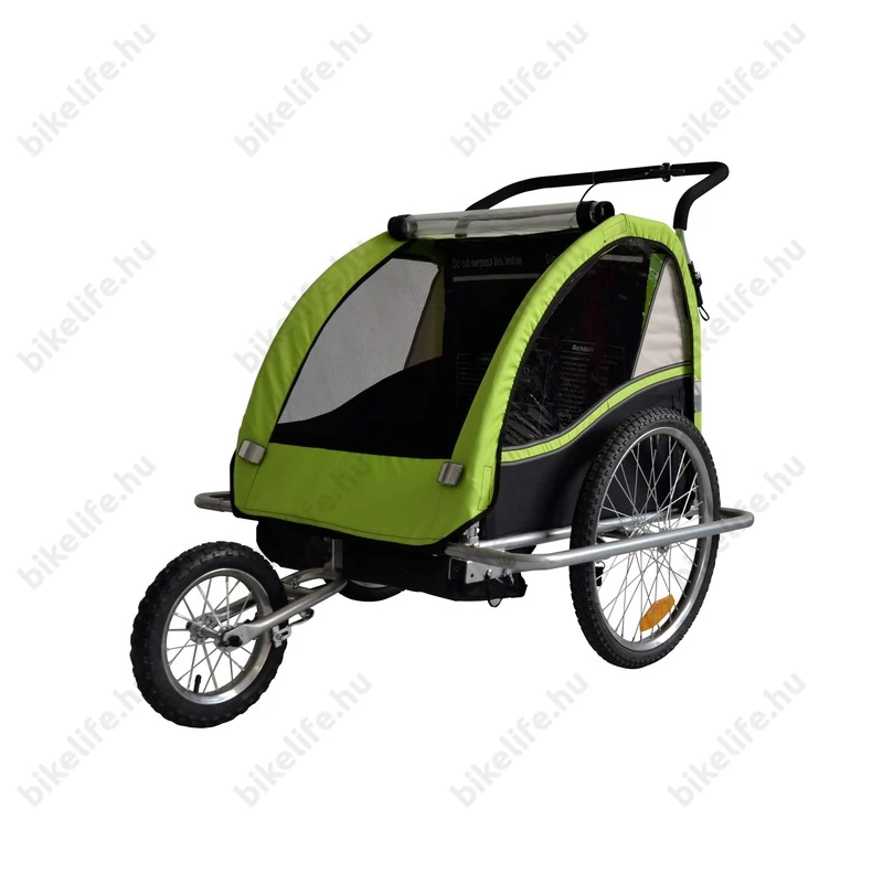 Gyermekutánfutó 2 gyermek szállítására (összsúly: max.40kg) könnyedén le/felszerelhető jogging szett, zöld