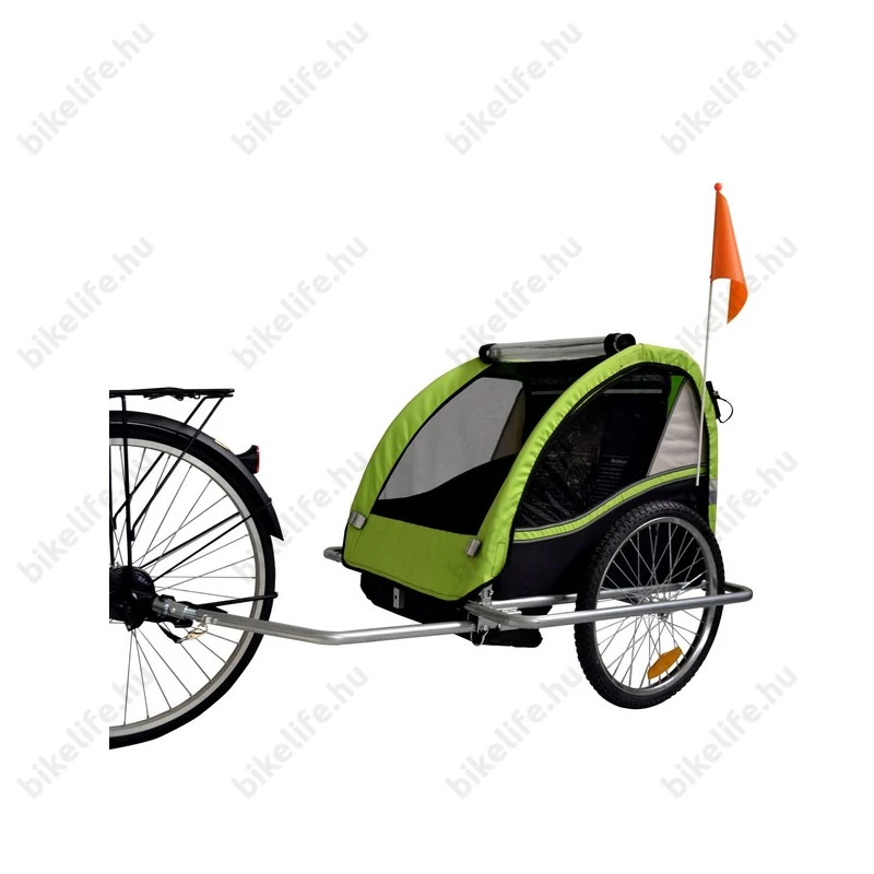 Gyermekutánfutó 2 gyermek szállítására (összsúly: max.40kg) könnyedén le/felszerelhető jogging szett, zöld