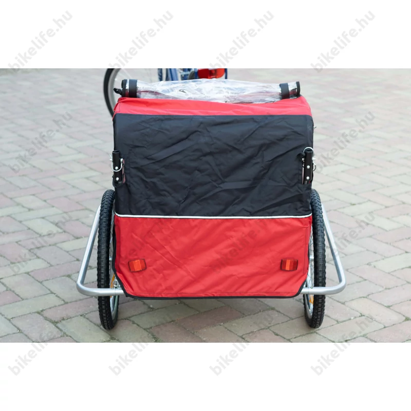 Gyermekutánfutó 2 gyermek szállítására (összsúly: max.40kg) könnyedén le/felszerelhető jogging szett, piros