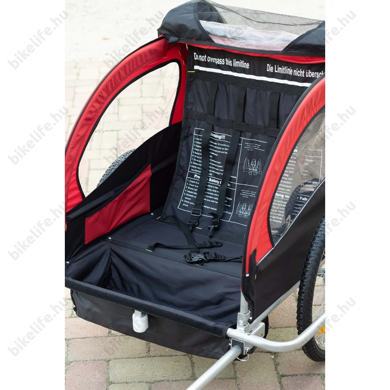 Gyermekutánfutó 2 gyermek szállítására (összsúly: max.40kg) könnyedén le/felszerelhető jogging szett, piros