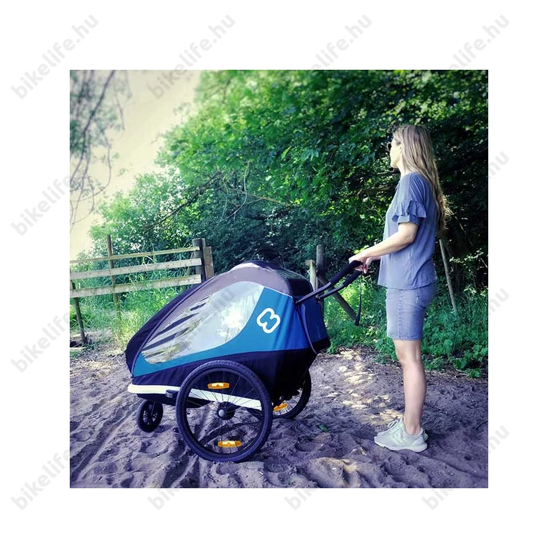 Hamax Avenida Traveller gyermek szállító utánfutó, 2gyermeknek, 47kg terh., időjárás álló boritás