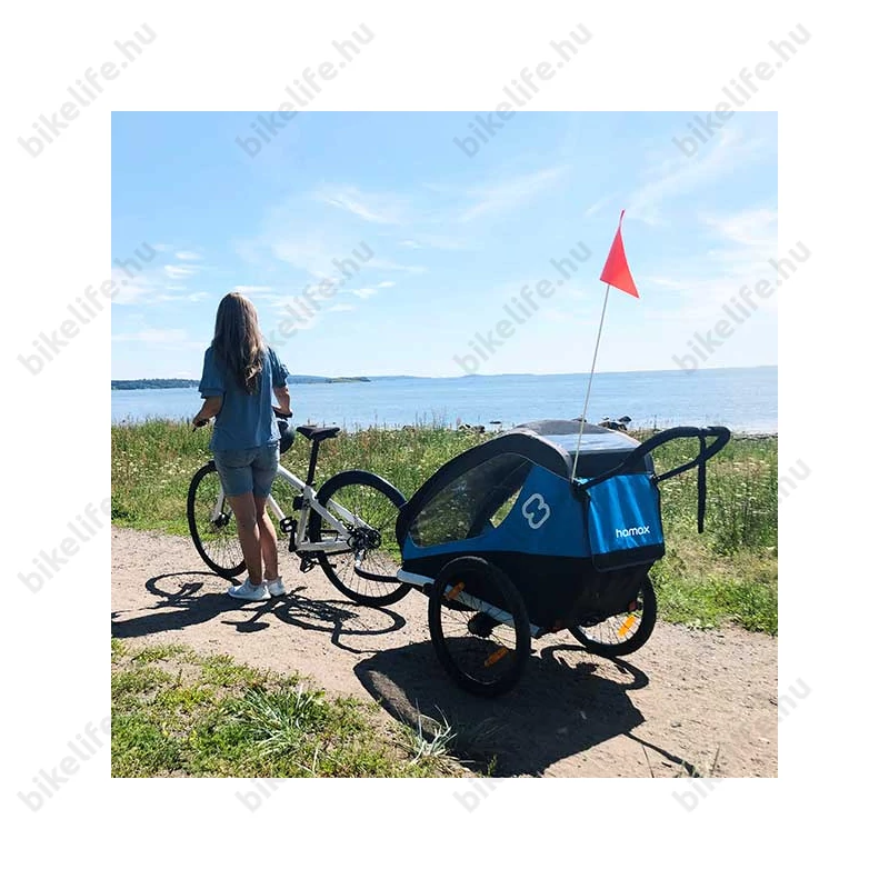 Hamax Avenida Traveller gyermek szállító utánfutó, 2gyermeknek, 47kg terh., időjárás álló boritás