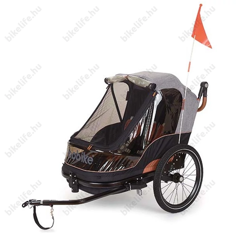 Bobike gyermekutánfutó 2 gyermek szállítására (összsúly: max.45kg) szürke/barna