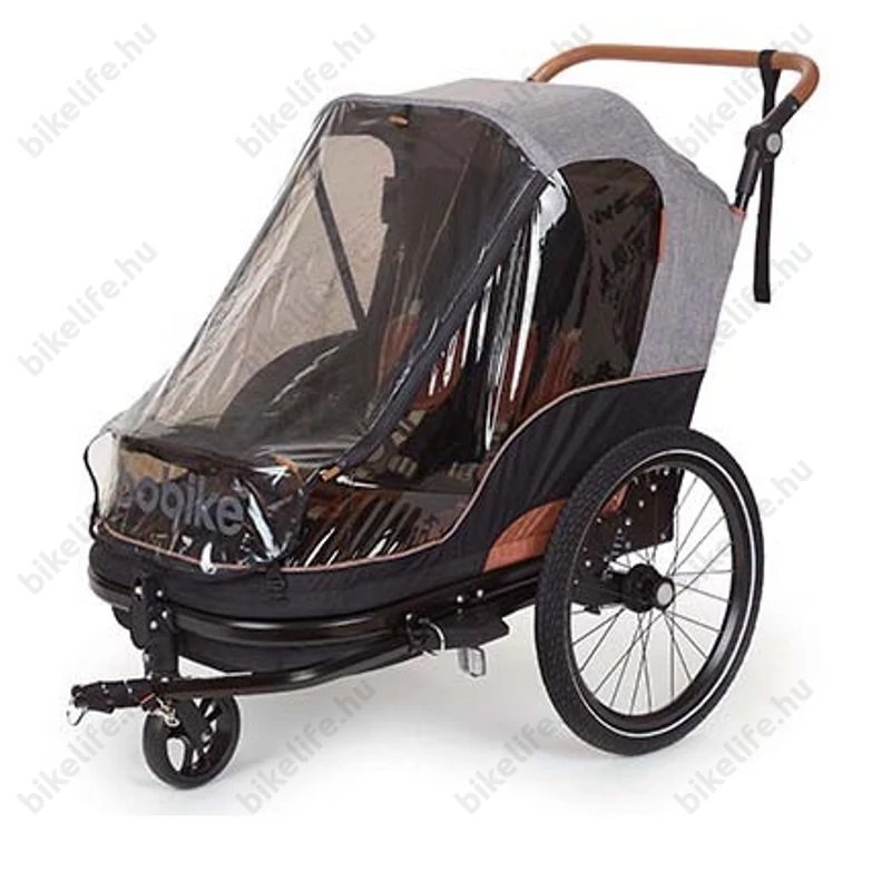 Bobike gyermekutánfutó 2 gyermek szállítására (összsúly: max.45kg) szürke/barna