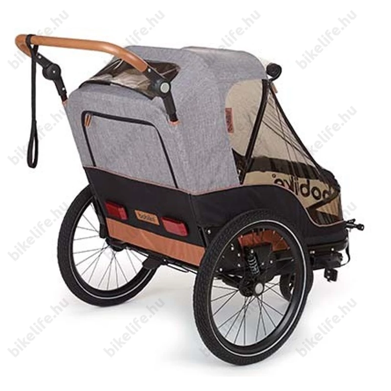 Bobike gyermekutánfutó 2 gyermek szállítására (összsúly: max.45kg) szürke/barna