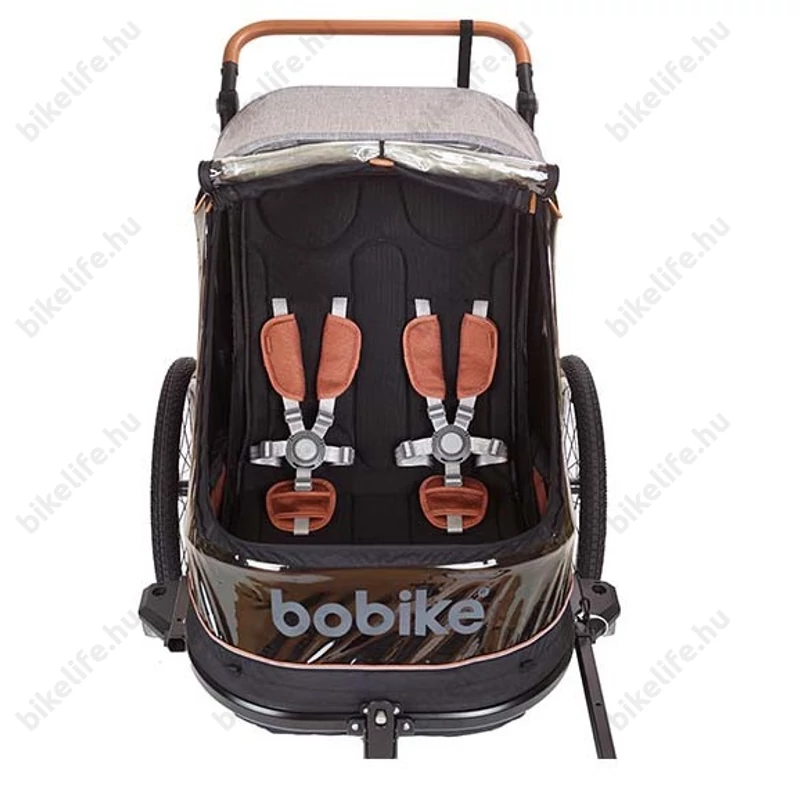 Bobike gyermekutánfutó 2 gyermek szállítására (összsúly: max.45kg) szürke/barna