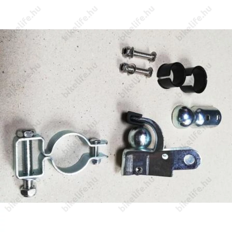 Utánfutó csatlakozó vagy adapter, gömbfejes, nyeregcsőre rögzíthető