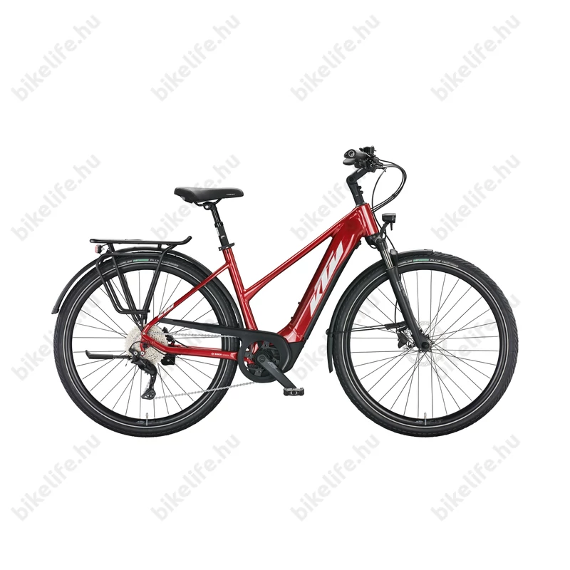 KTM Macina Tour CX 510 elektromos kerékpár Bosch Performance Line CX, 10 fokozatú Deore váltó, női, piros/ezüst 46cm