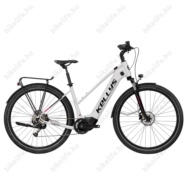 Kellys E-Cristy 30 White női trekking Ebike 9 fokozatú Altus váltó, Panasonic motor, L