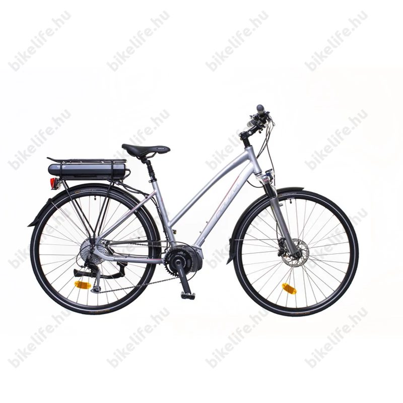 Neuzer Menton női trekking Ebike/Pedelec 9 fokozatő váltó, Shimano Steps motor, ezüst/piros-szürke 18